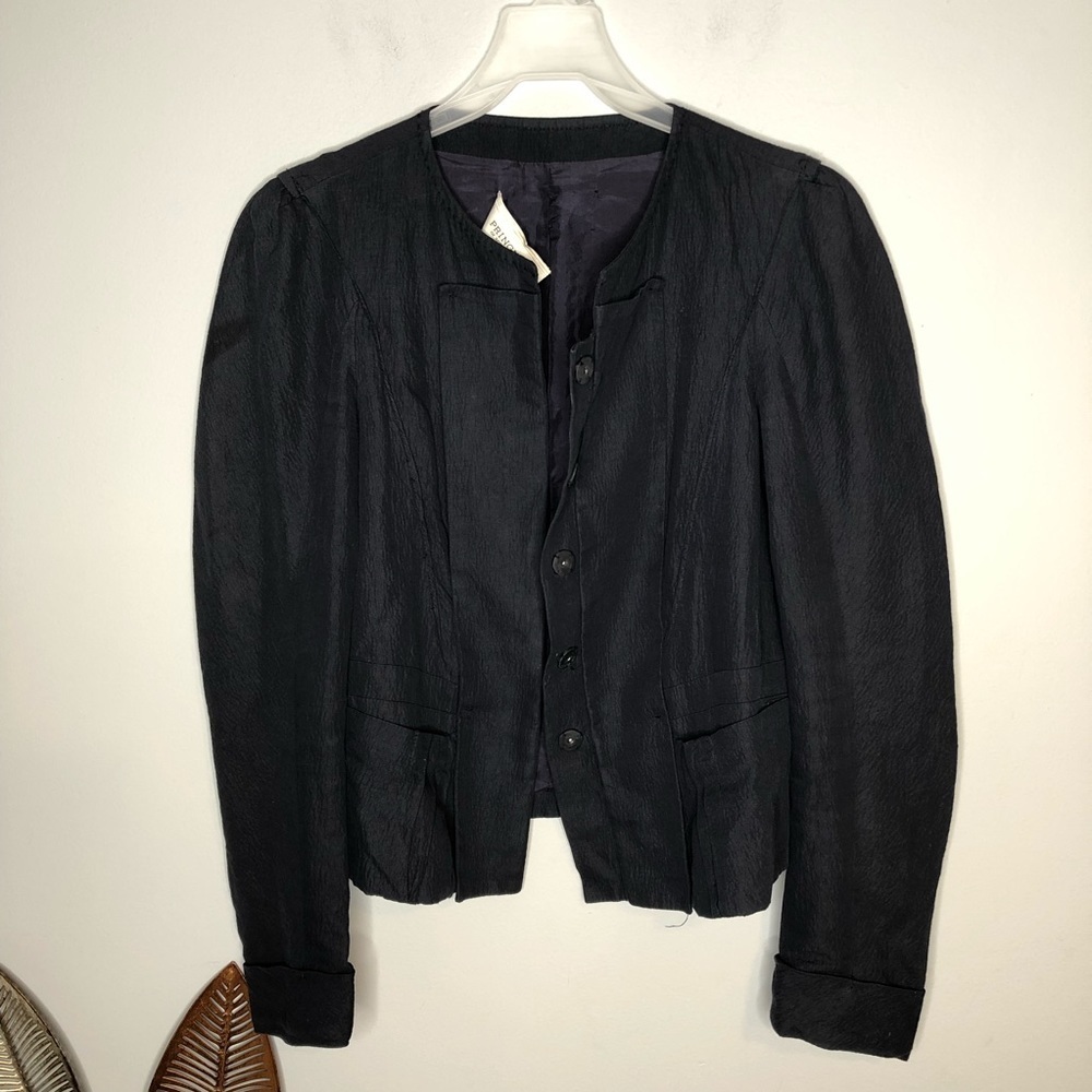 Pringle Of Scotland Dark Blue Pleated Waist Jacket